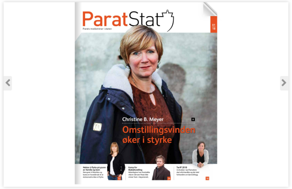 OBM er leverandør av journalistikk til Parats medlemsblader, her representert med coverstory for magasinet ParatStat. Famsimile: Parat.