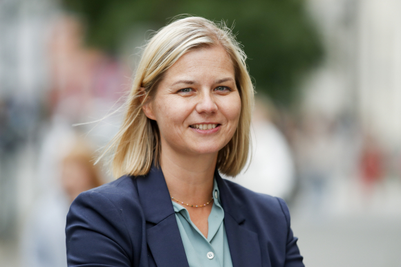 Venstre-leiar Guri Melby seier Norge for nesten alle praktiske formål er medlem av EU. Foto: Beate Oma Dahle / NTB / NPK